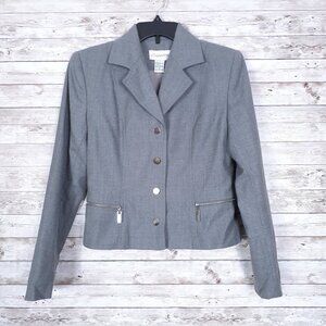 Gantos Womens Pure New Wool Blazer Size 4 Gray Cropped Zippered Pockets 169